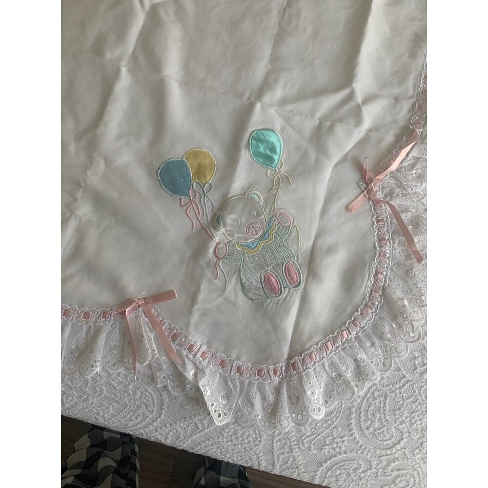 Vintage Heirloom Baby Blanket Lace Nursery Heirloom Embroidered Crib Keepsake